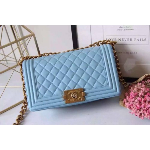 Chanel Boy bag sky blue lambskin